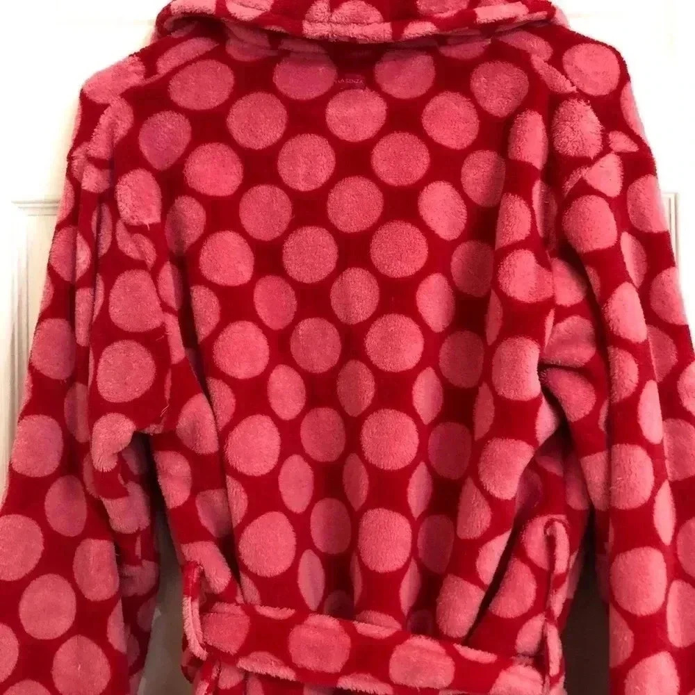 La Senza Fuzzy Pink Polka Dot Bathrobe Size S/MED - Picture 12 of 16
